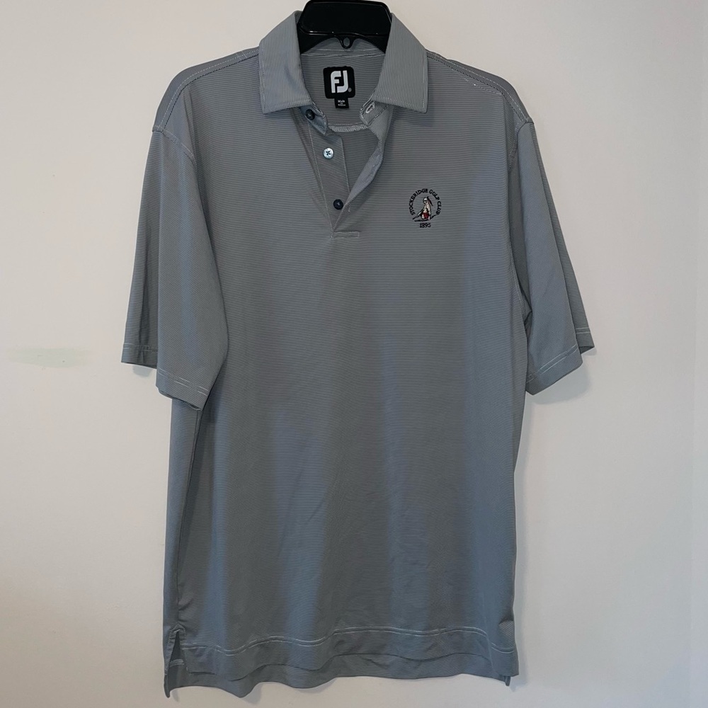 FootJoy Polo Striped Shirt Stockbridge Golf Course Embroidery Size Medium
